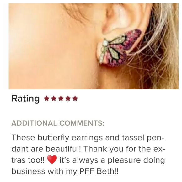 SEE MY OTHER BUTTERFLY WING EARRINGS Butterfly Wings Rhinestone Stud Earrings - Picture 3 of 9